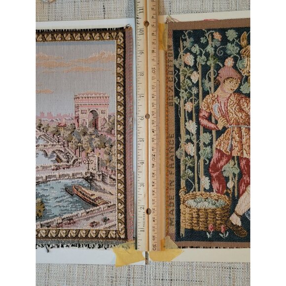 Set Of 2 Vintage Tapestry Country French Wall Art for Framing Parisian Art - Picture 6 of 6